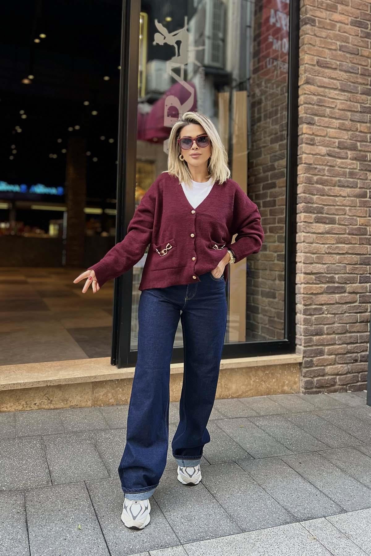 Eswomes Yüksek Bel Straight Jean Lacivert
