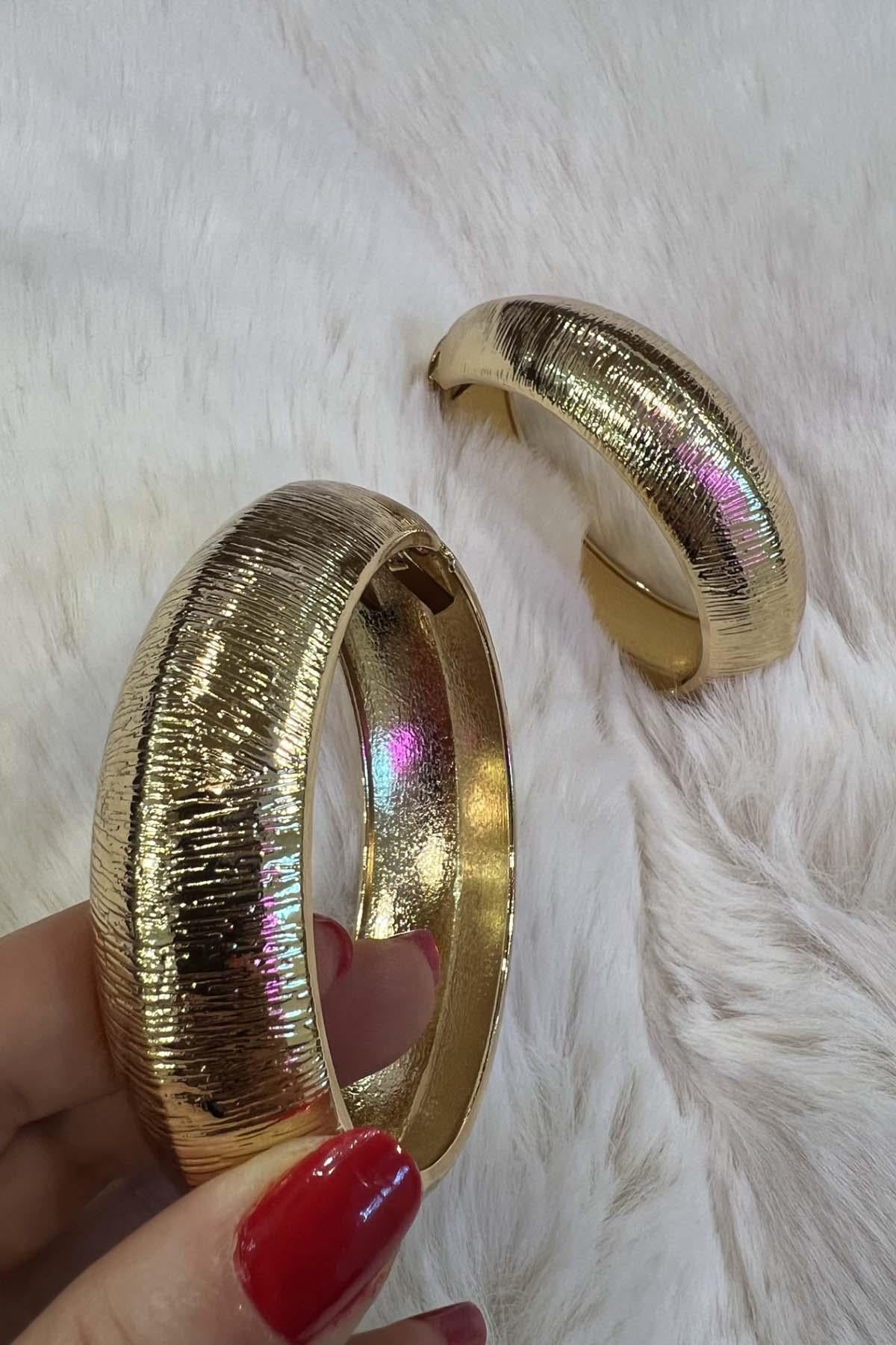 Eswomes Zımpara Model Çelik Bileklik Gold