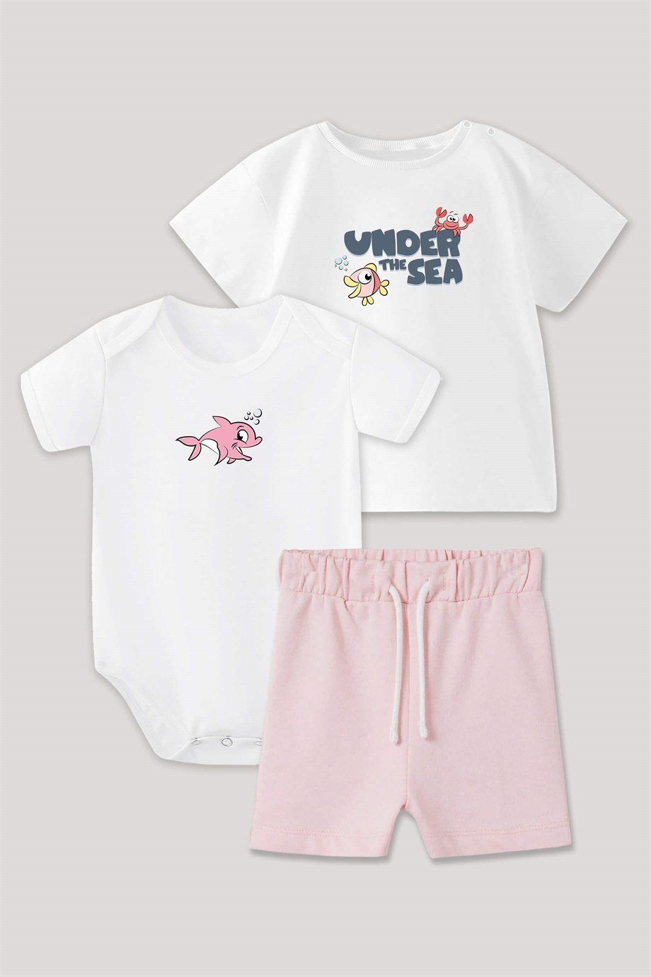 Under the Sea Bebek Tişört  Body Şort Üçlü Set