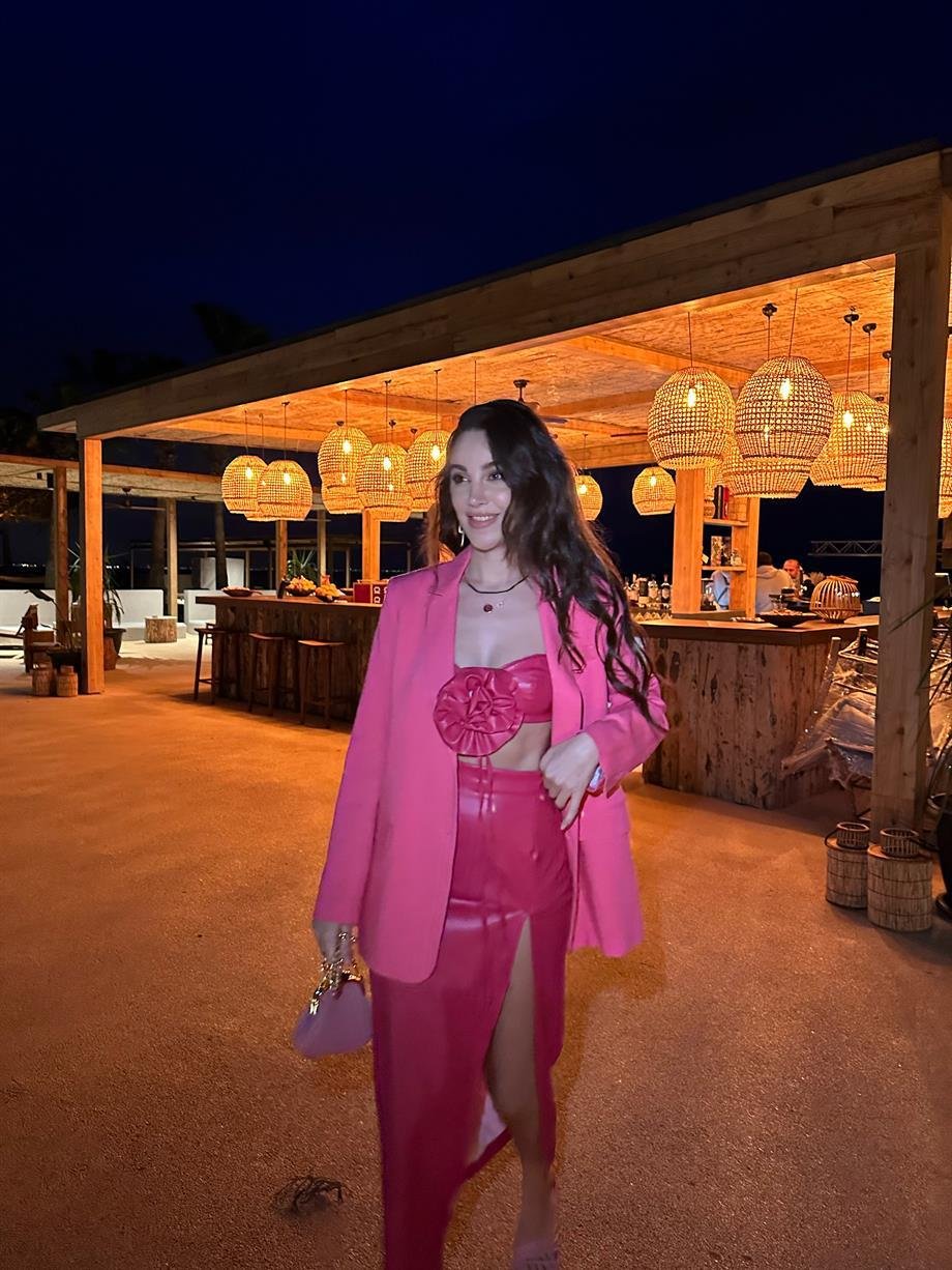 Rose Deri Büstiyer Pembe