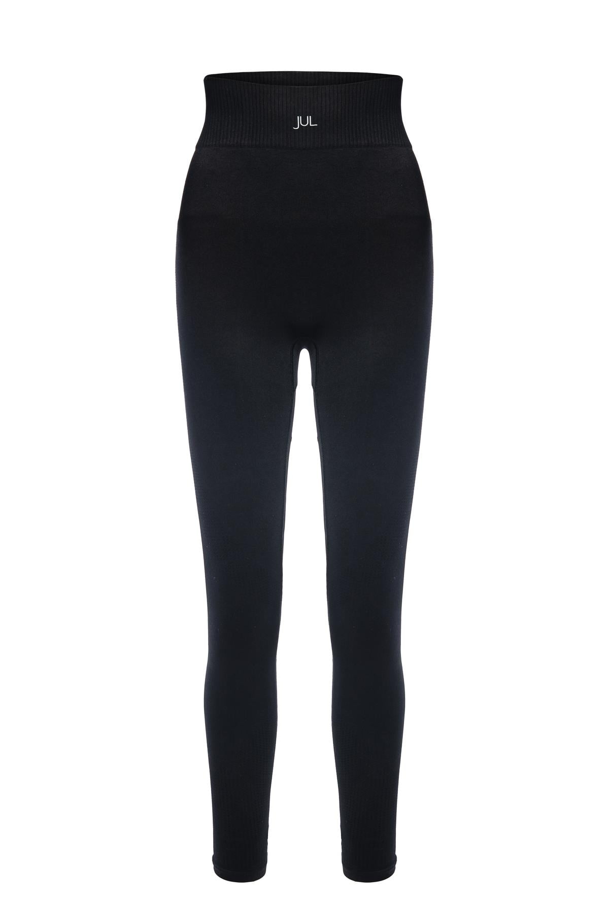 Uzun Kollu Crop Top - Tayt Takım Mat Siyah