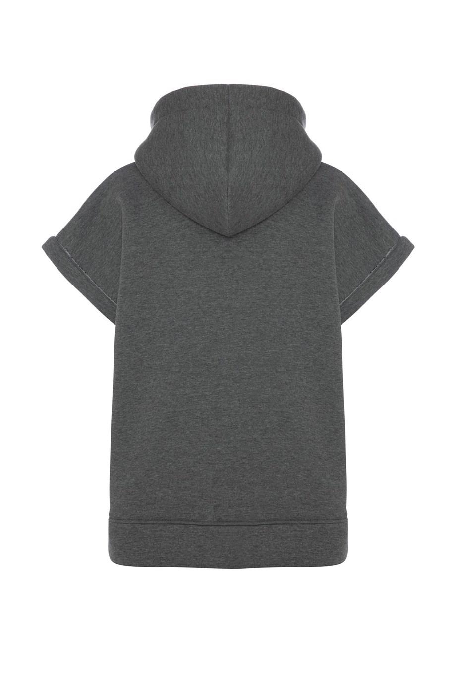 Vatkalı Kolsuz Sweatshirt Şardonlu Gri