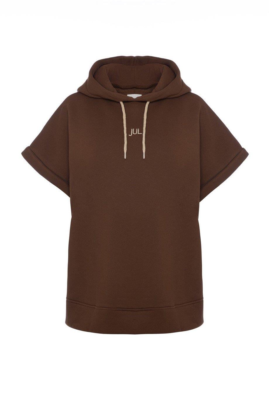 Vatkalı Kolsuz Sweatshirt Şardonlu Kahverengi