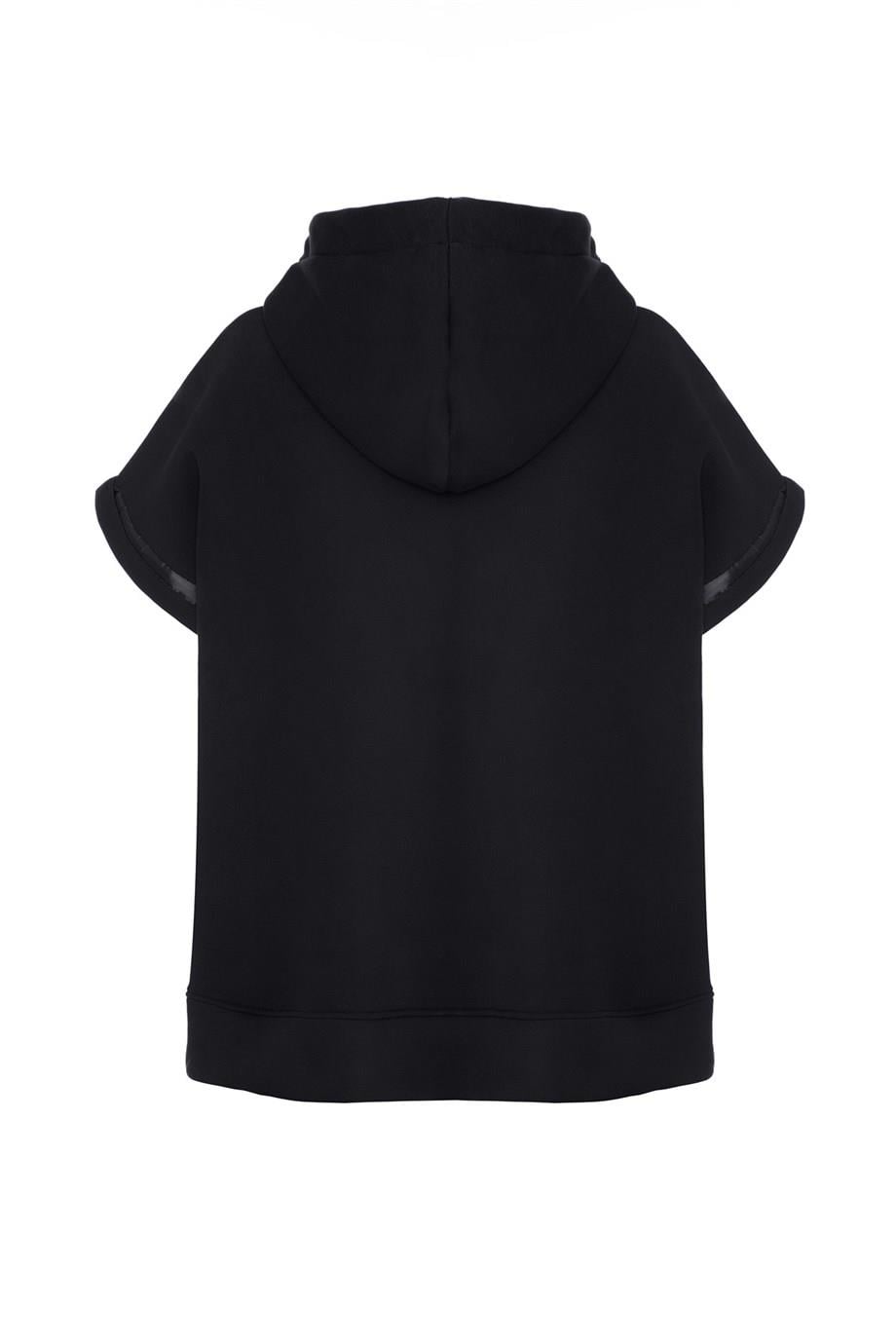 Vatkalı Kolsuz Sweatshirt Şardonlu Siyah