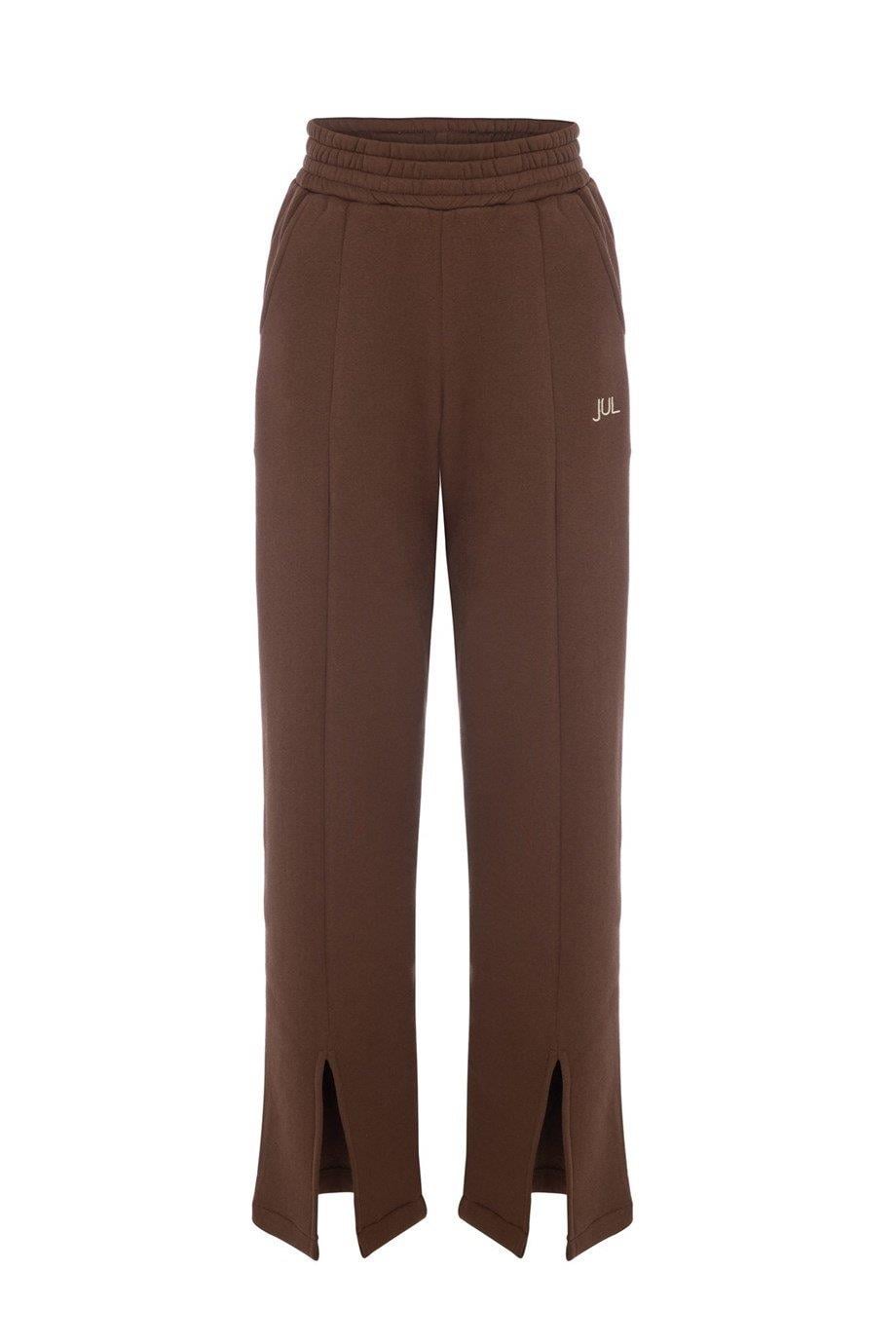 Yırtmaçlı Sweatpants Sardonlu Kahverengi