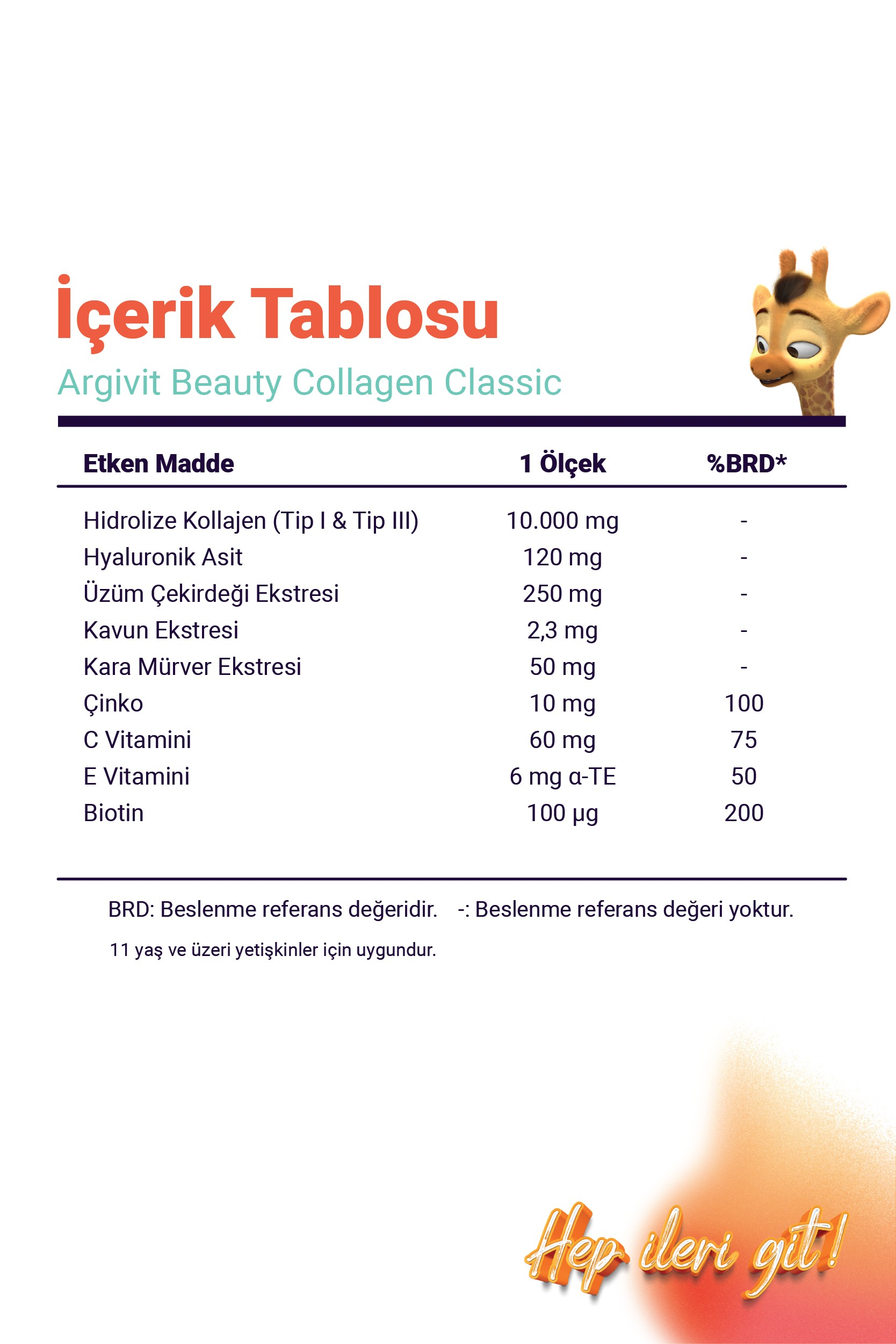 Argivit Beauty Collagen Classic Takviye Edici Gıda (Kollajen, Hyaluronik asit, Vitamin C, Vitamin E, Biotin, Çinko, Kavun, Üzüm, Karamücver) 325 gr