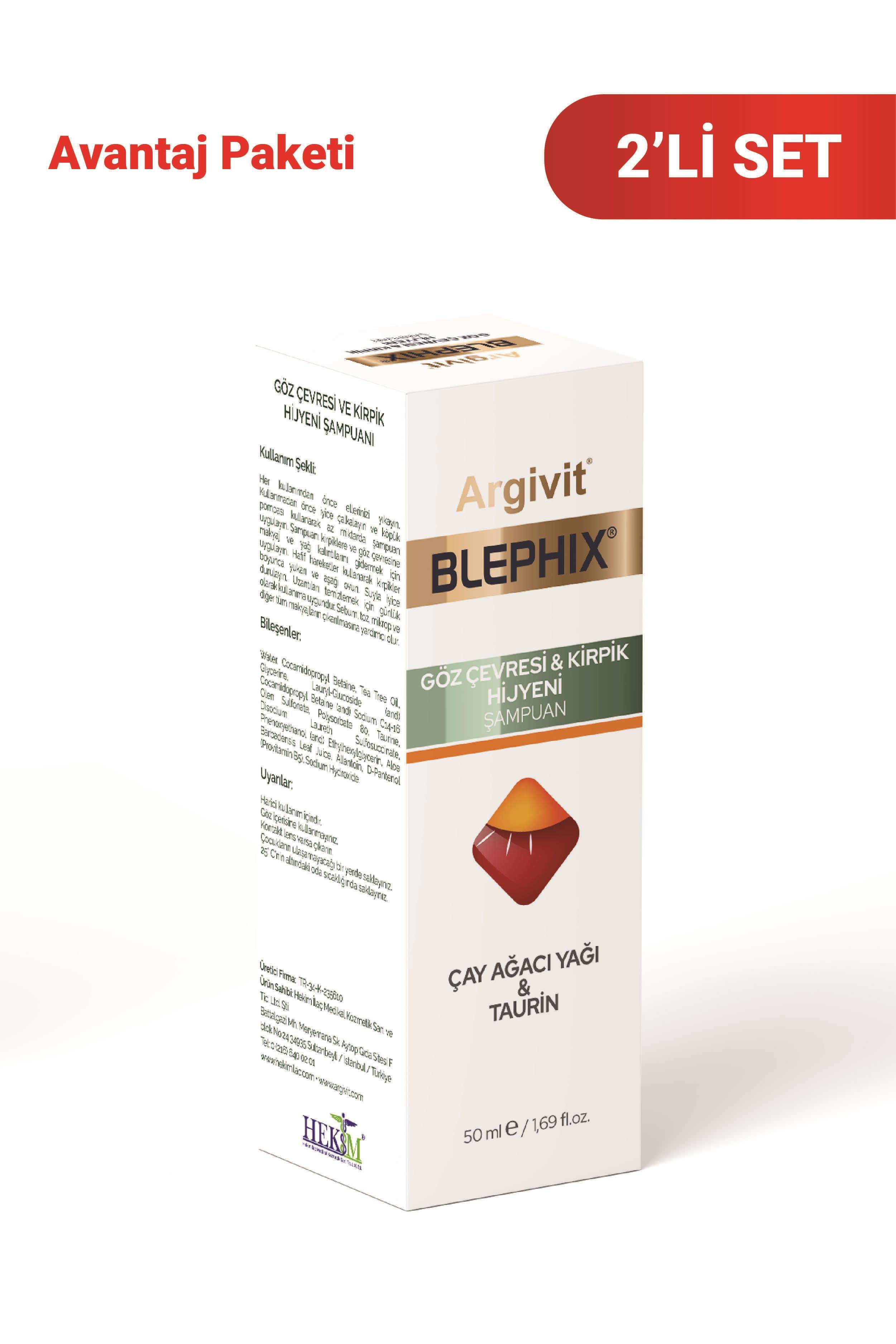 Argivit Blephix Göz Çevresi ve Kirpik Temizleyici Şampuan 50 ml 2'li Paket