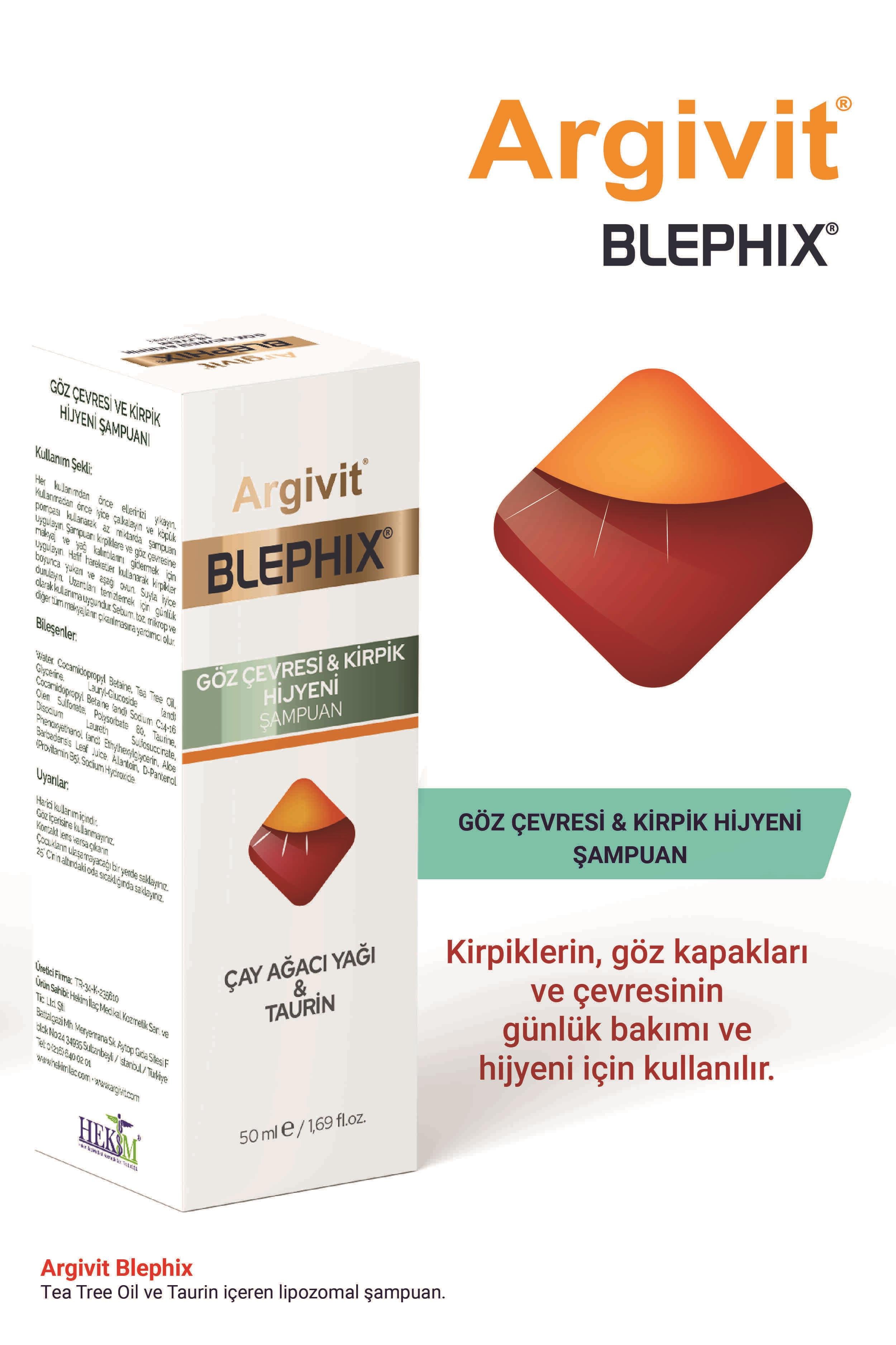 Argivit Blephix Göz Çevresi ve Kirpik Temizleyici Şampuan 50 ml 2'li Paket