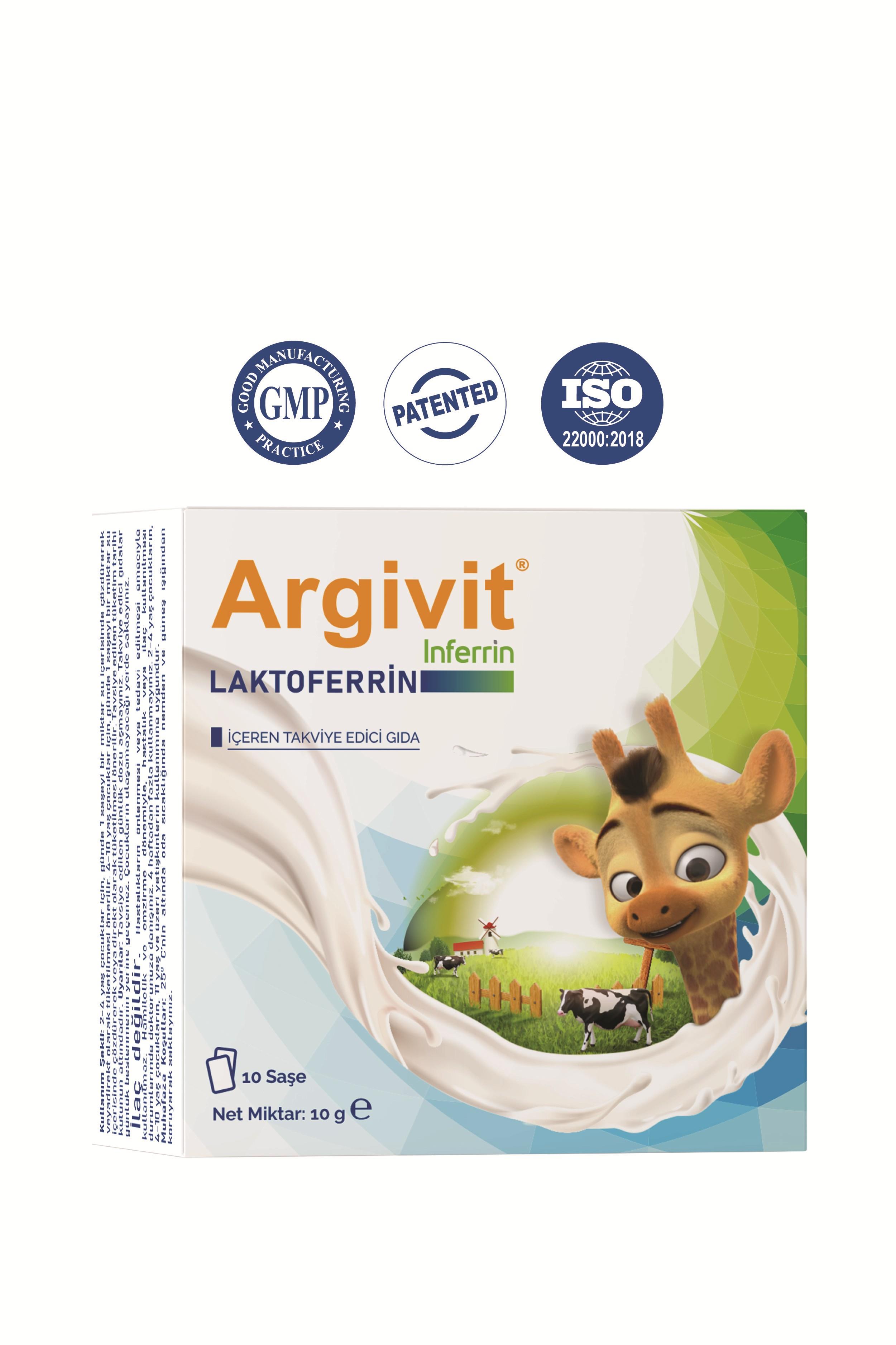 Argivit Inferrin Lactoferrin-Food Supplement Containing Lactoferrin 10 Sachets