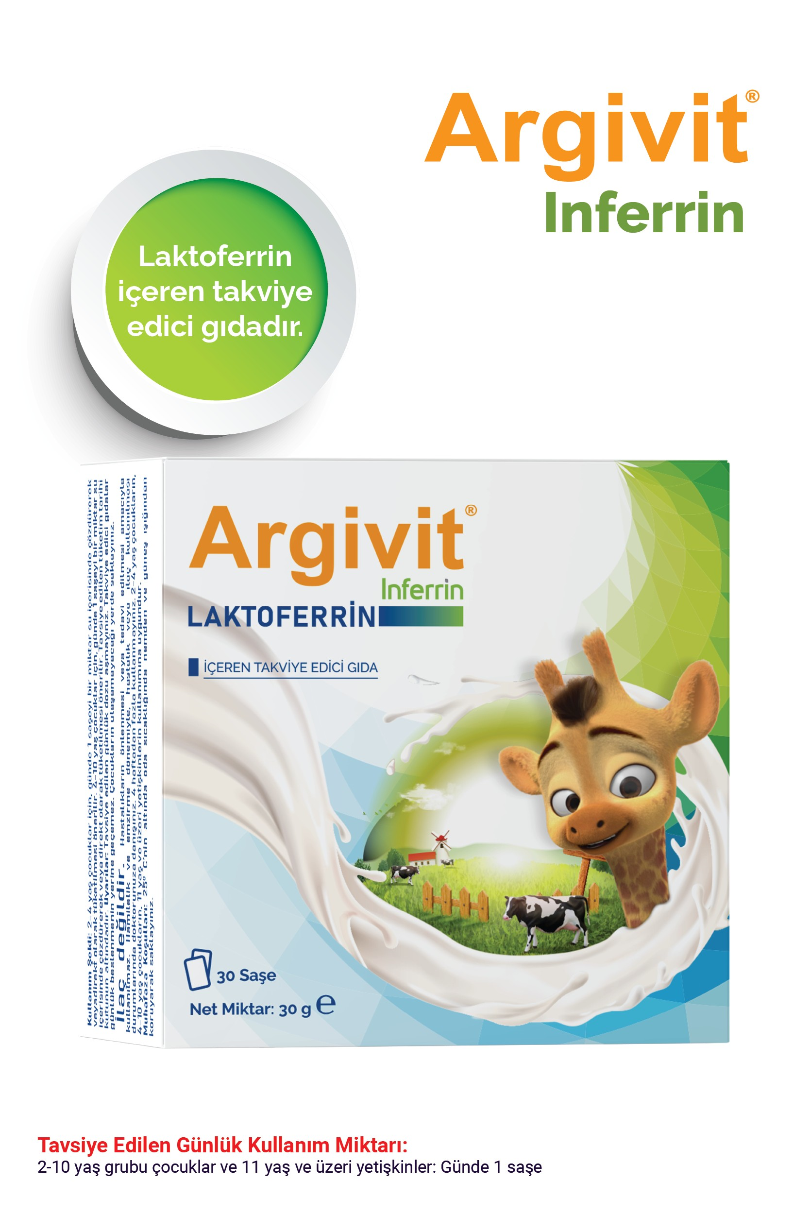 Argivit İnferrin Laktoferrin İçeren Takviye Edici Gıda 30 Saşe