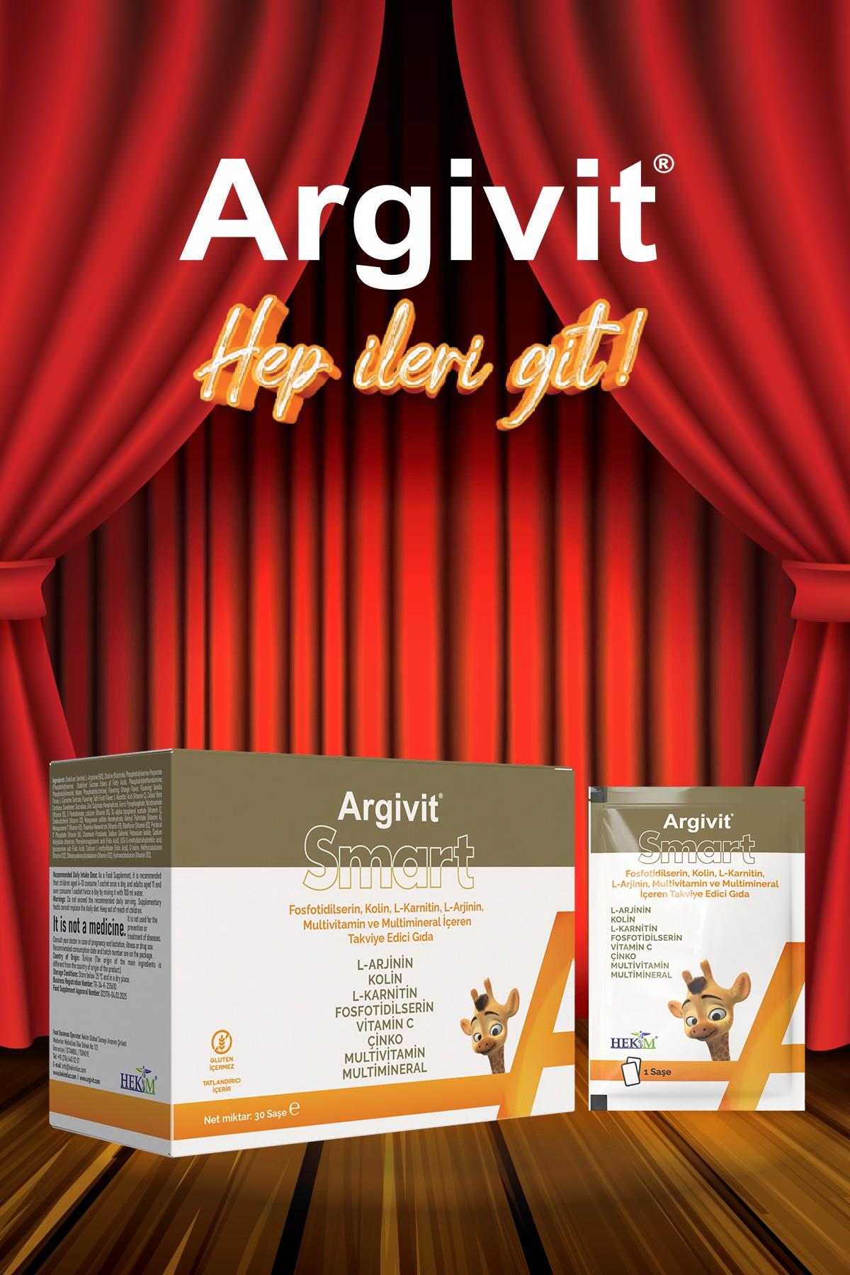 Argivit Smart Fosfotidilserin, Kolin, L-Karnitin, L-Arjinin, Multivitamin ve Multimineral 30 Saşe