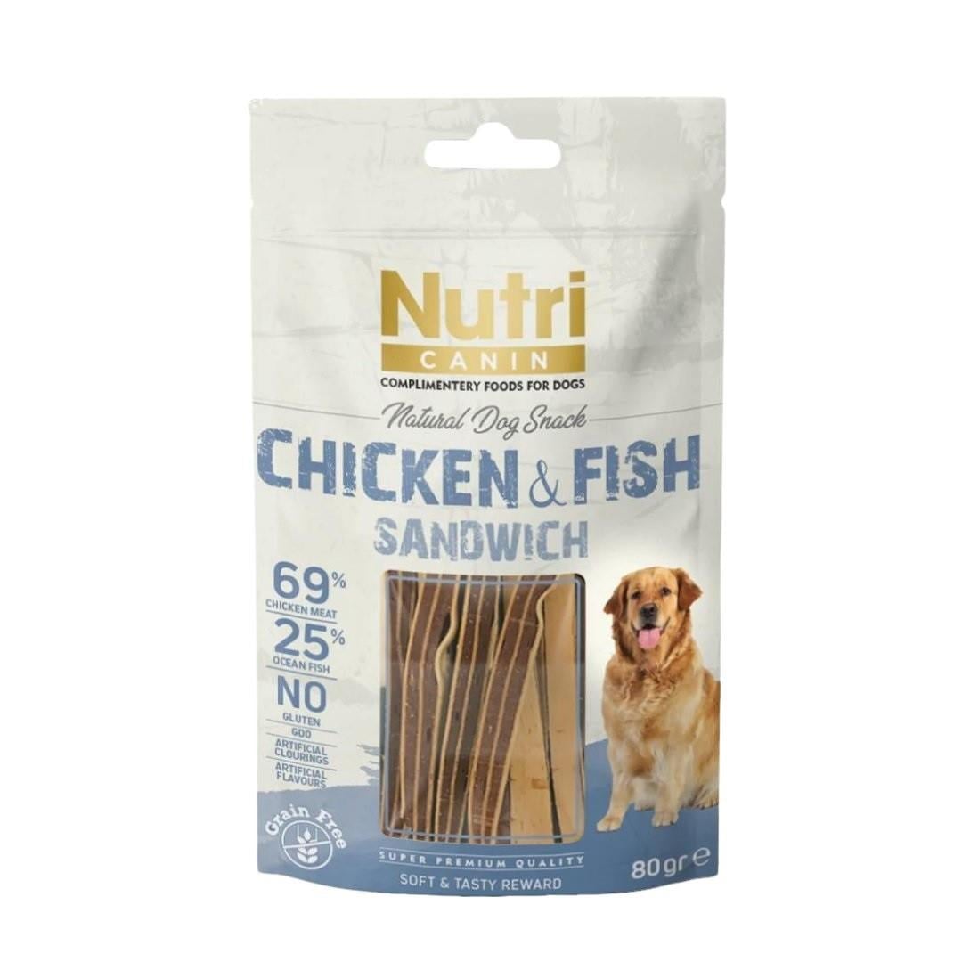 Nutri Canin Chicken&Fish Sandwich Natural Dog Snack Grain Free Köpek Ödülü 80 gr