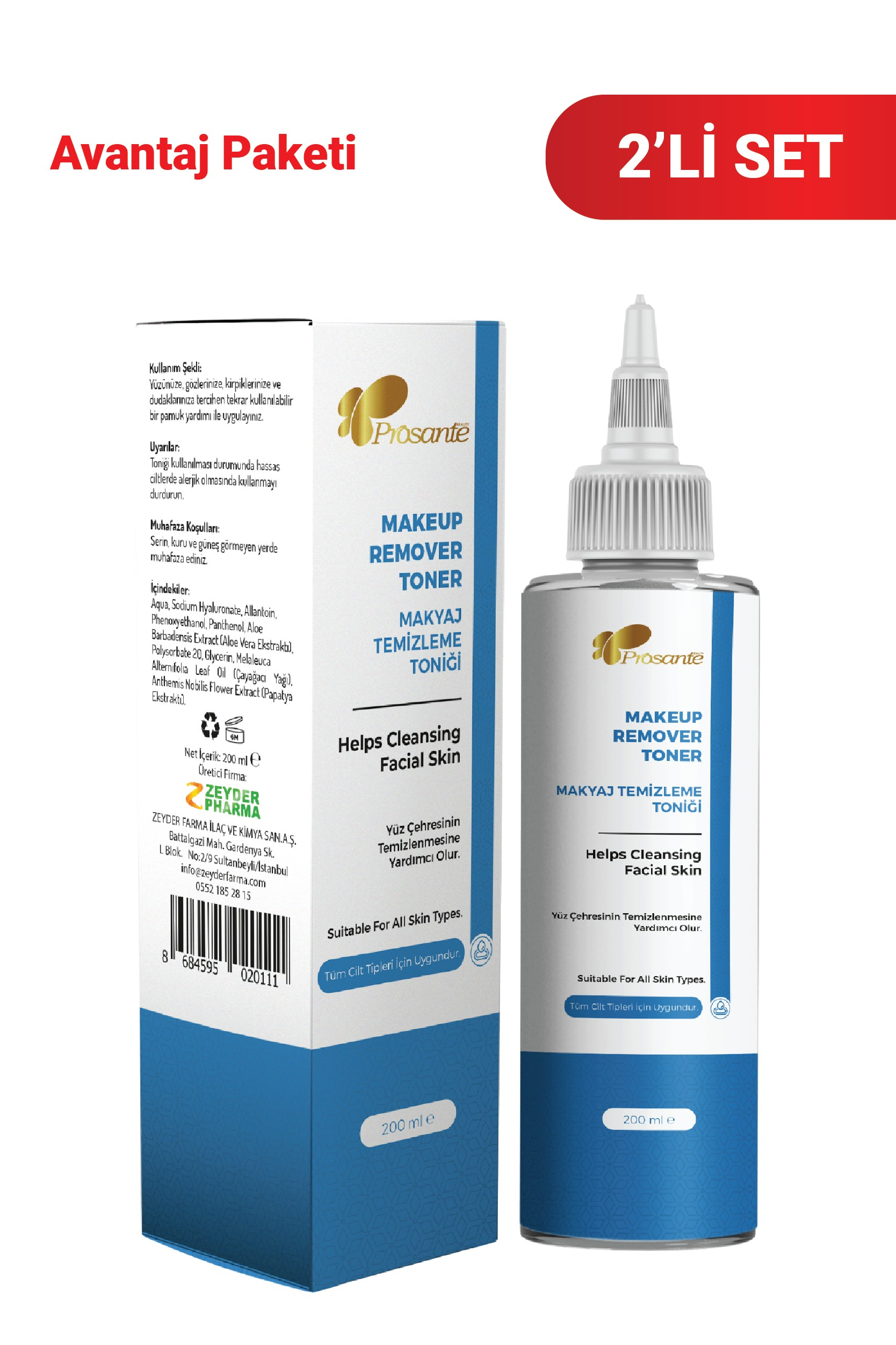 Prosente Makyaj Temizleme Toniği 200ml x 2 Adet
