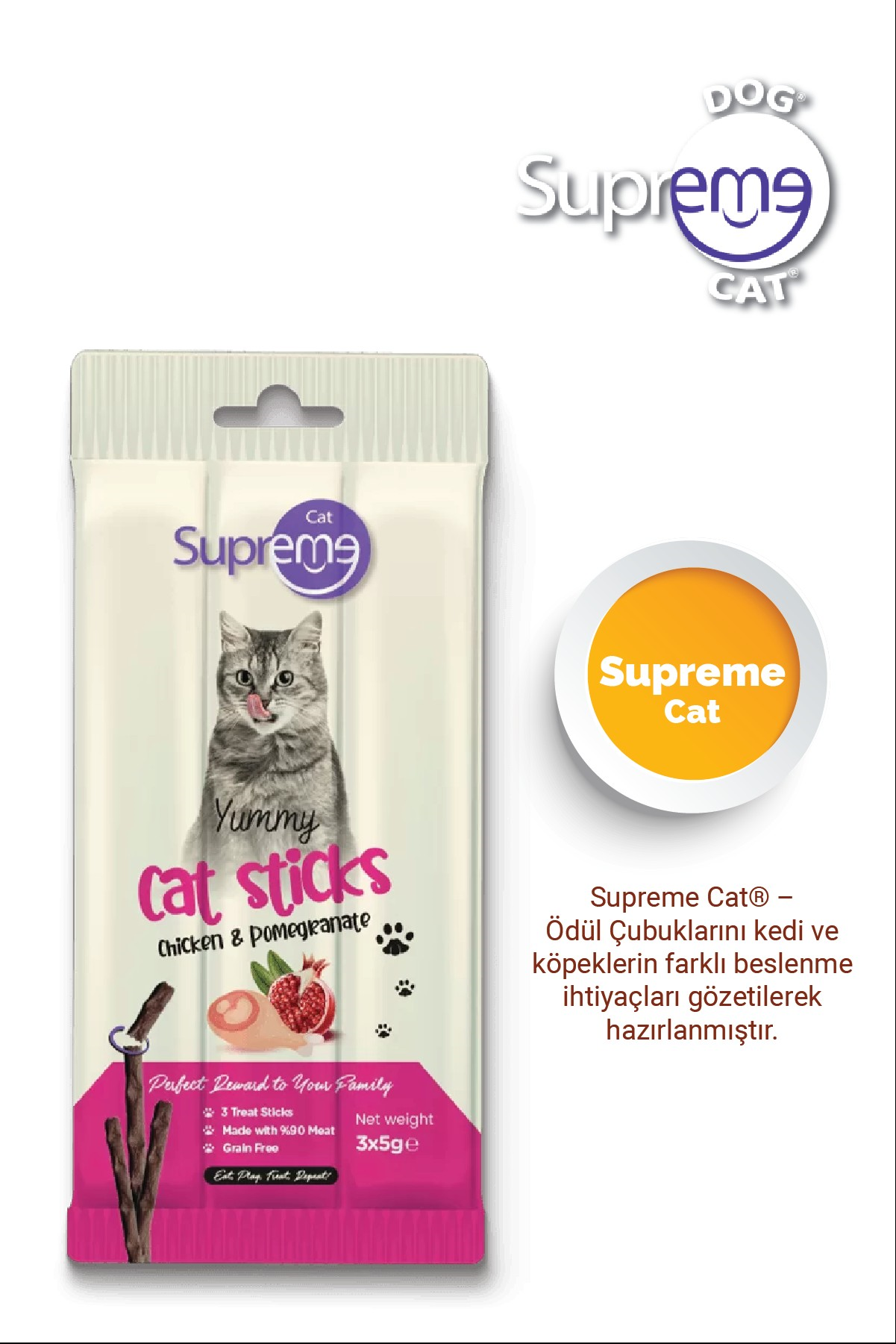 Supreme Cat Stick Chicken & Pomegranate 3x5g