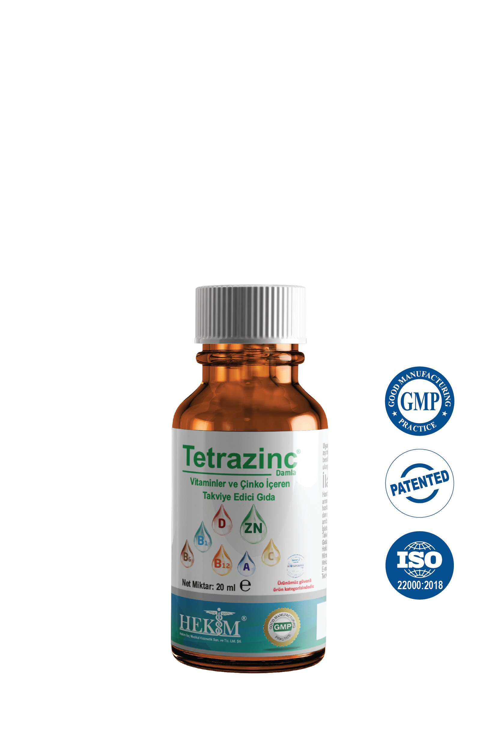 Tetrazinc A vitamini, C vitamini, D vitamini, B12 Damla 20 ml - Egzotik Meyve Aromalı
