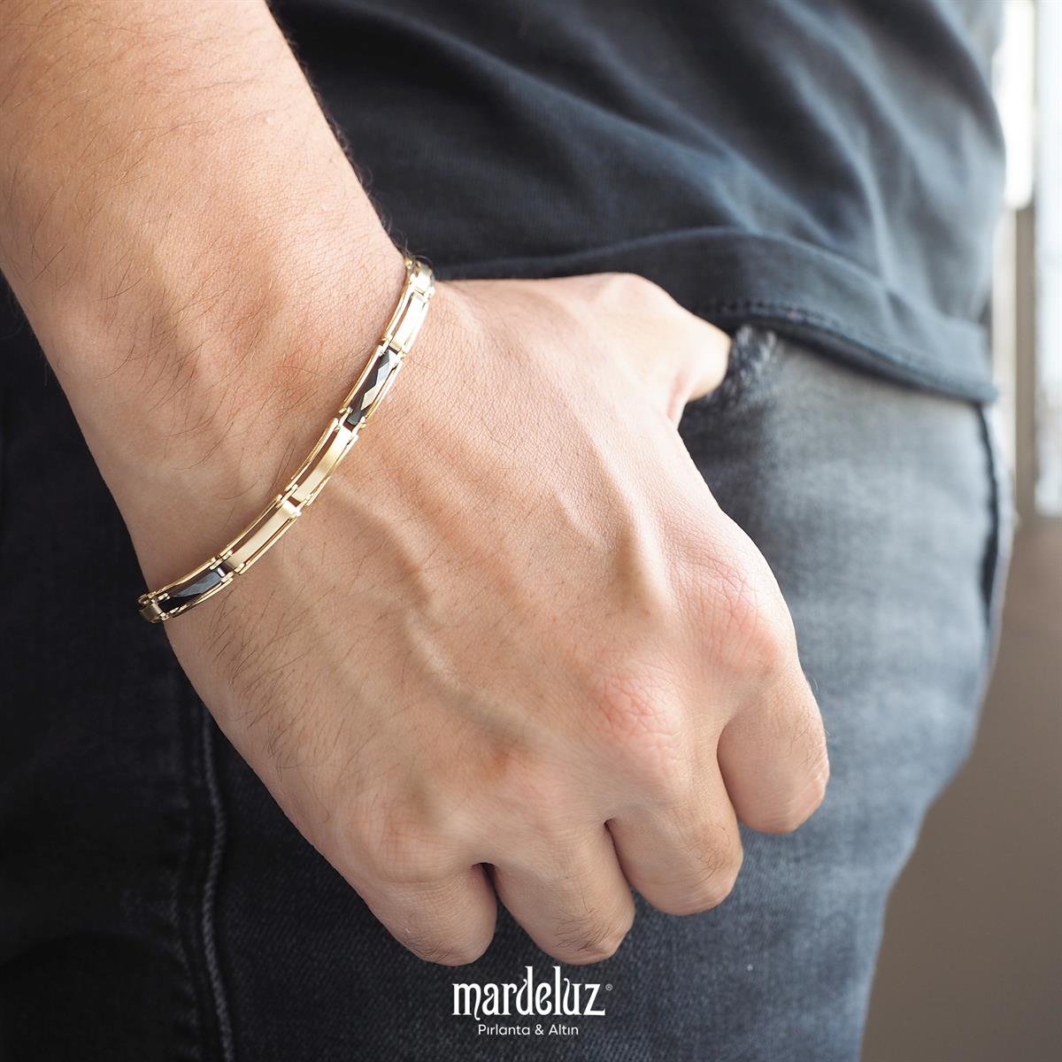 Mardeluz Modern Altın Erkek Bileklik