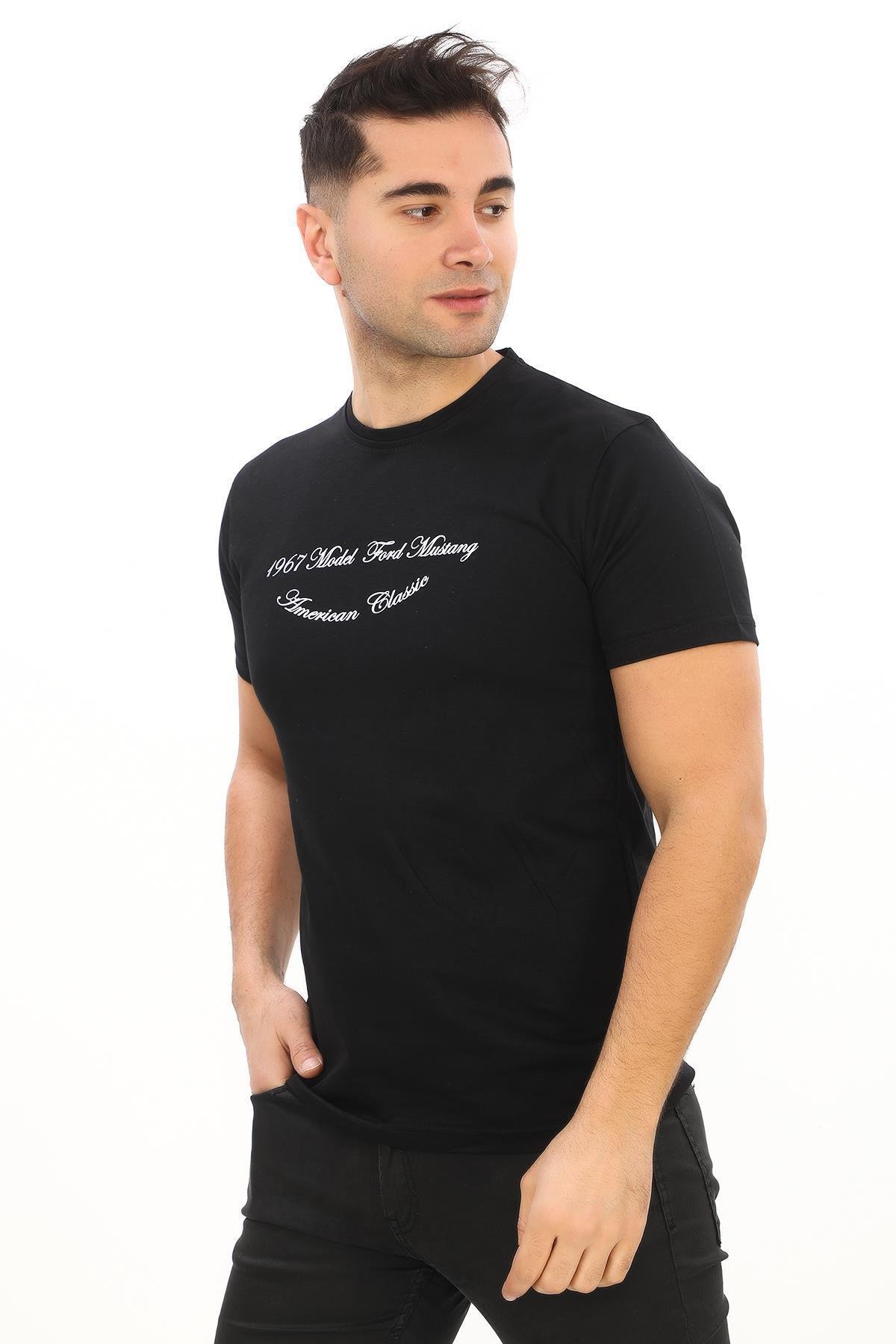 American Classic 1964 Model ford Mustang Özel Tasarım Baskılı T-shirt (Slim fit)