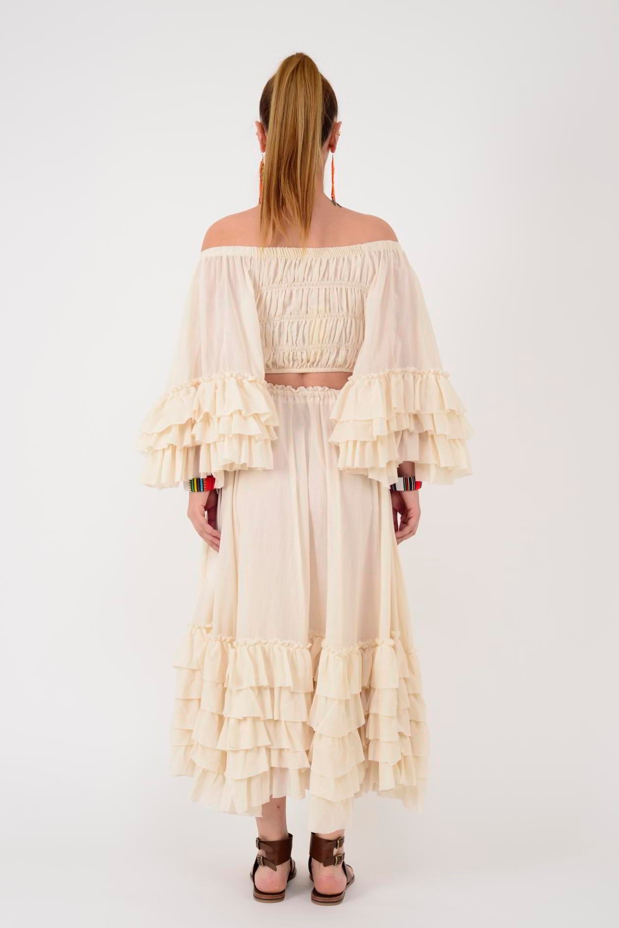 Bohem Gypsy İspanyol Kol Straplez Bluz