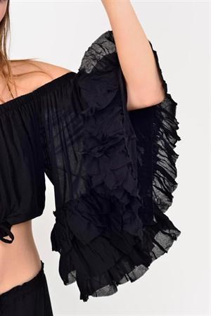 Bohem Stil Gypsy İspanyol Kol Straplez Bluz- Etek Takım