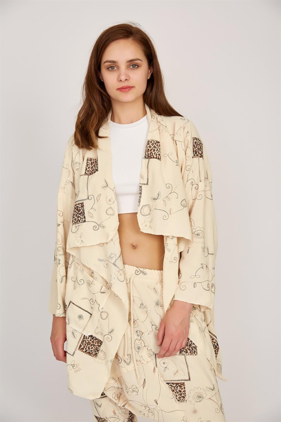 Boho Şalvar Pantolon Asimetrik Ceket Takım