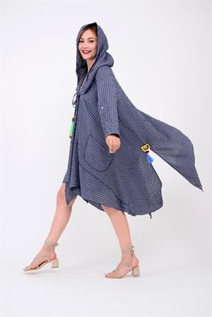 Cadı Kapüşonlu Cepli Boho Mevsimlik Panço & Kap