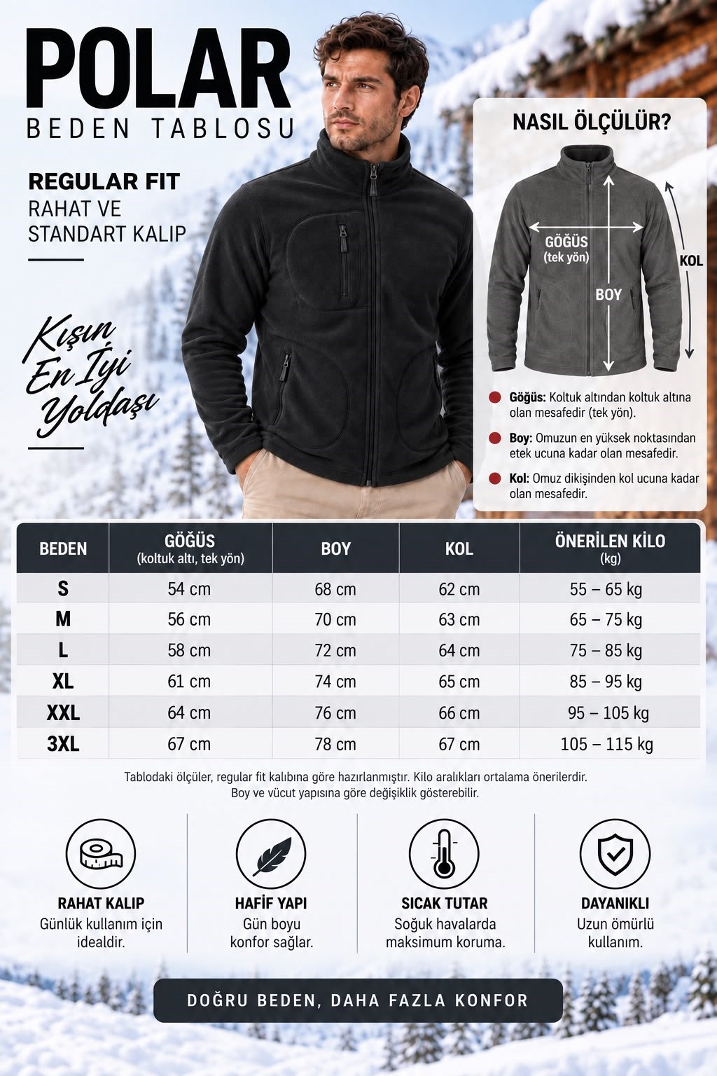 Fermuarlı Kışlık Polar