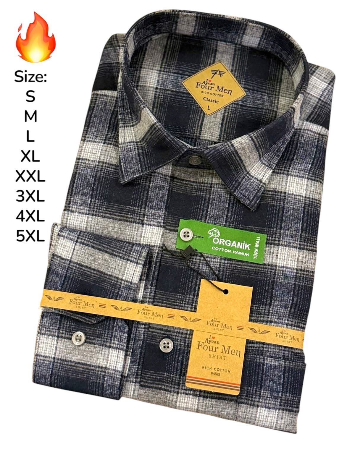 Flanel Kışlık %100 Pamuklu Kapaklı Cepli Düğmeli Yaka Gömlek (Regular Kalıp)