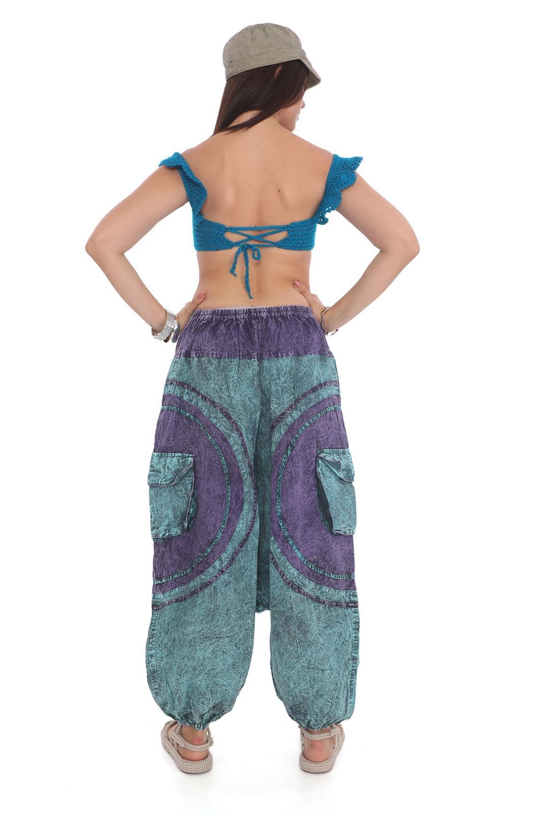 Hint  Otantik Yıkamalı Taşlanmış Patchwork Şalvar Pantolon
