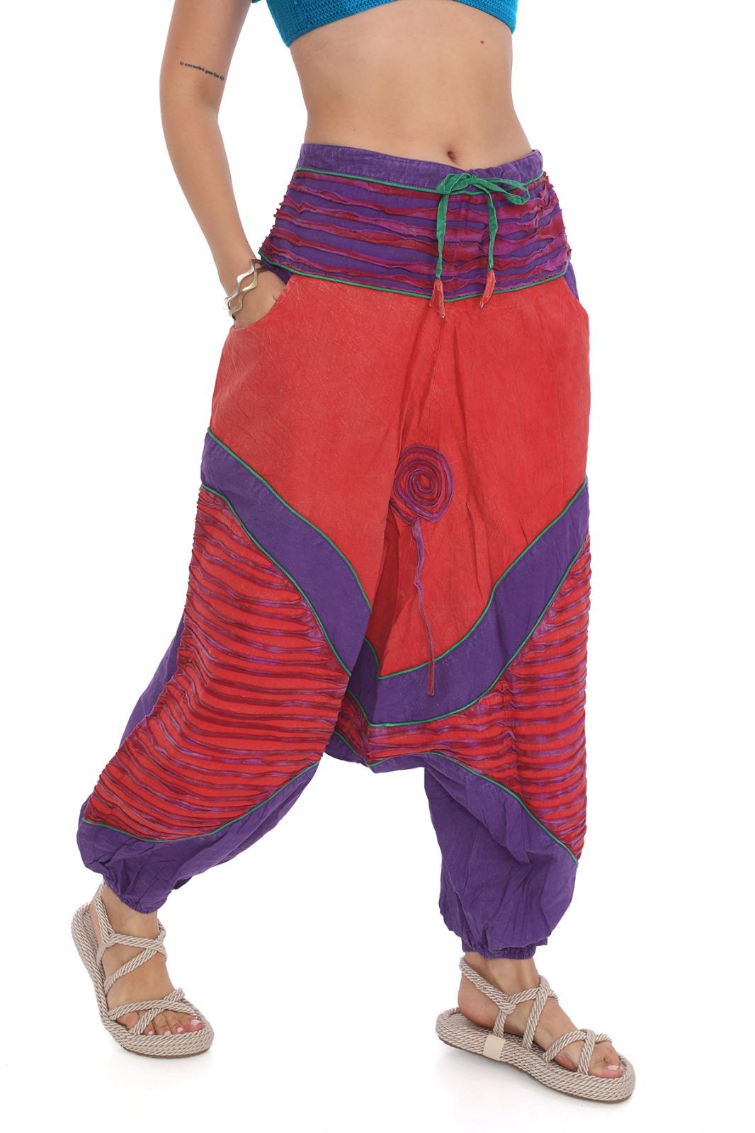 Hint  Otantik Yıkamalı Taşlanmış Patchwork Şalvar Pantolon