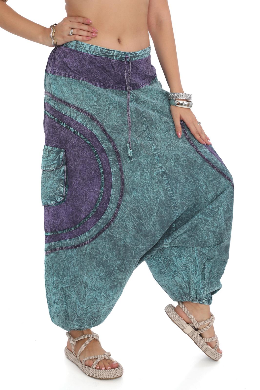 Hint  Otantik Yıkamalı Taşlanmış Patchwork Şalvar Pantolon