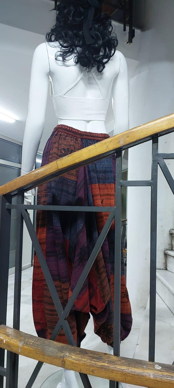 Hint  Otantik Yıkamalı Taşlanmış Patchwork Şalvar Pantolon (100 CM)