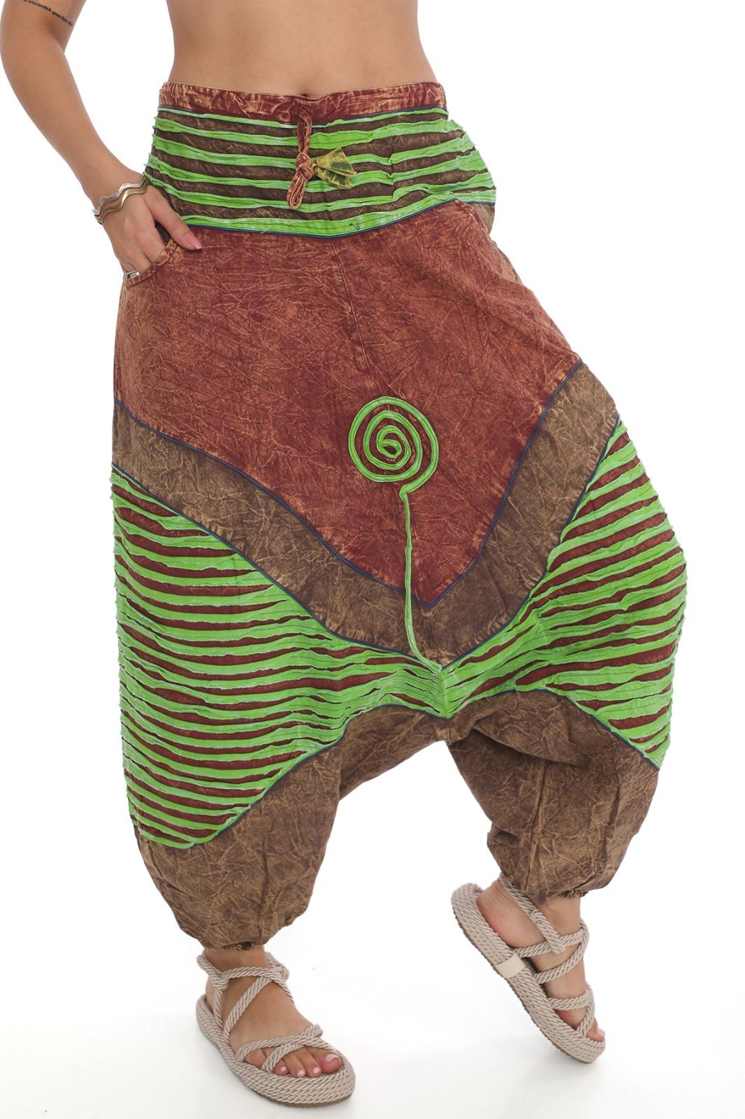 Hint  Otantik Yıkamalı Taşlanmış Patchwork Şalvar Pantolon