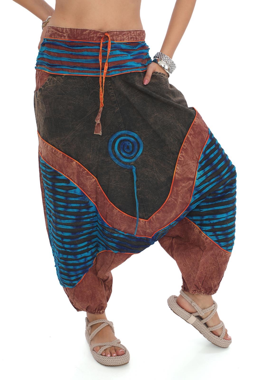 Hint  Otantik Yıkamalı Taşlanmış Patchwork Şalvar Pantolon