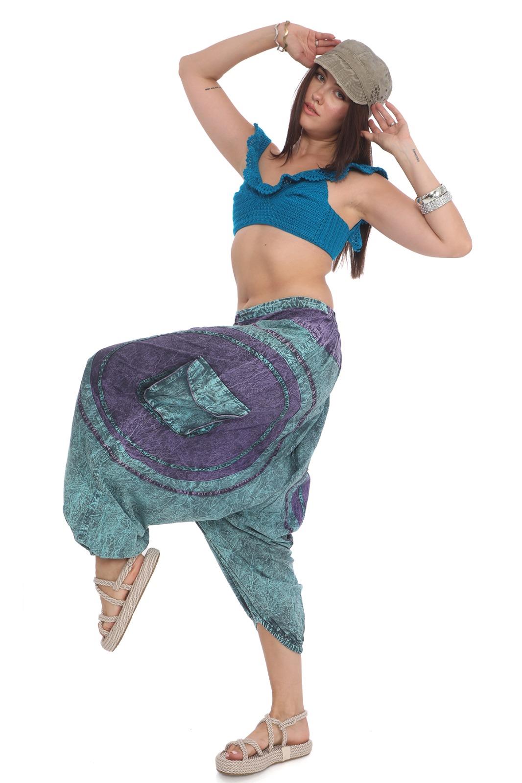 Hint  Otantik Yıkamalı Taşlanmış Patchwork Şalvar Pantolon