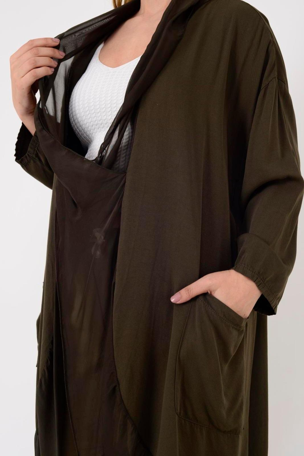 Italyan Ipek Detaylı Oversize Kaftan & Bluz