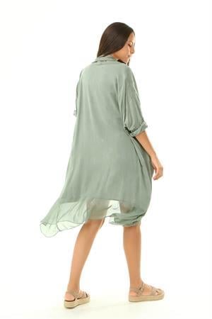 Italyan Ipek Detaylı Oversize Kaftan & Bluz