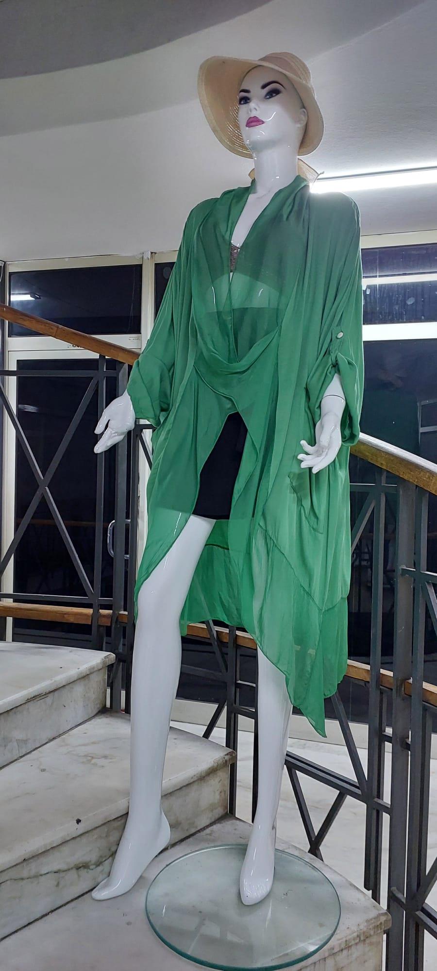 Italyan Ipek Detaylı Oversize Kaftan & Bluz