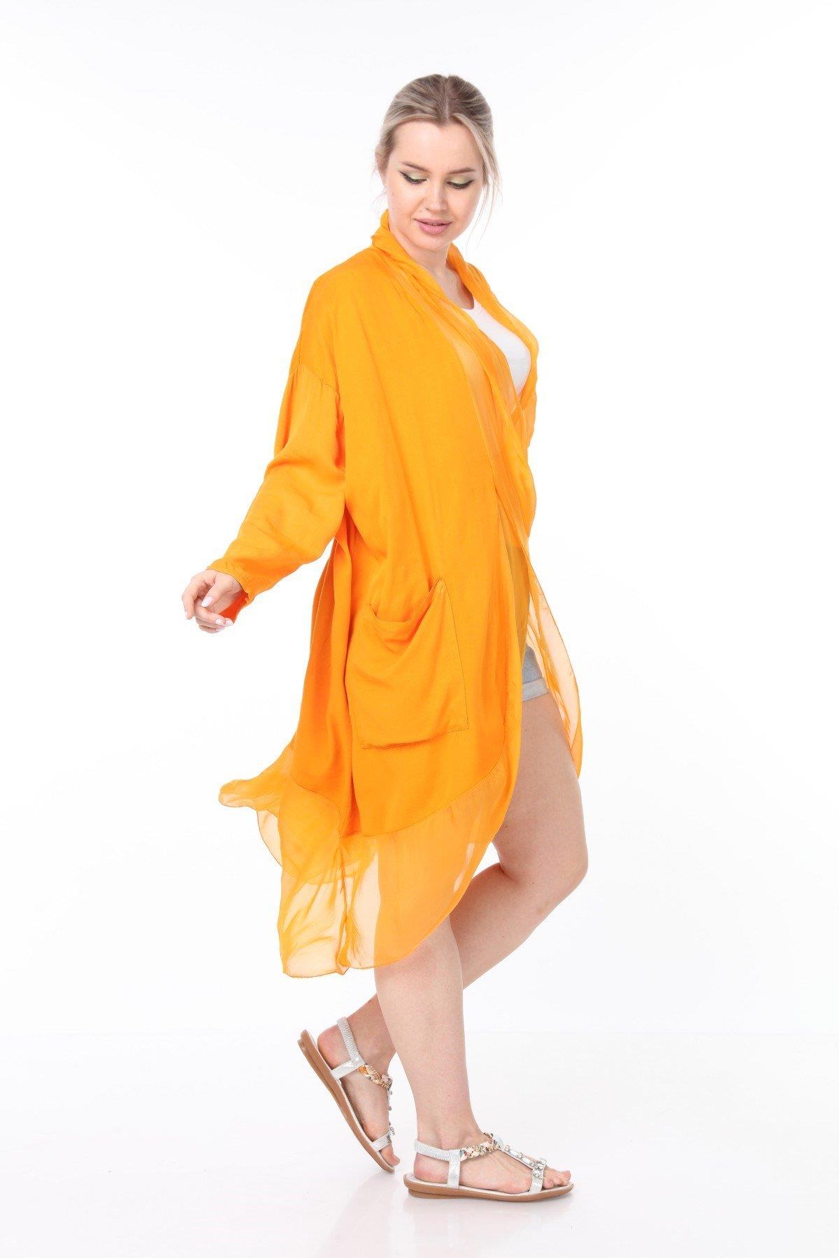 Italyan Ipek Detaylı Oversize Kaftan & Bluz