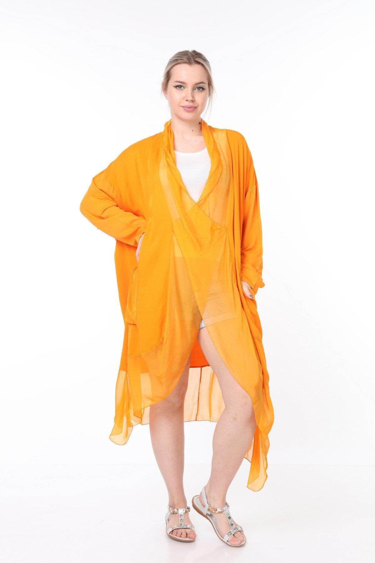 Italyan Ipek Detaylı Oversize Kaftan & Bluz