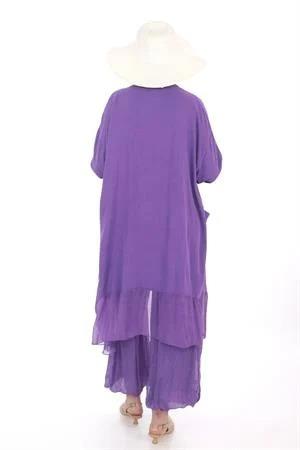 Italyan Ipek Detaylı Oversize Kaftan & Bluz