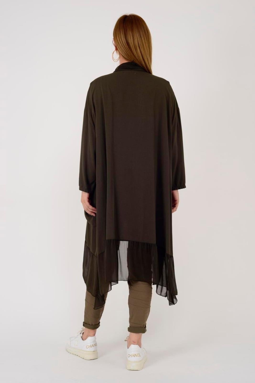 Italyan Ipek Detaylı Oversize Kaftan & Bluz