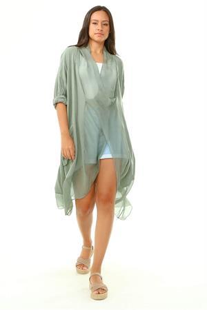 Italyan Ipek Detaylı Oversize Kaftan & Bluz