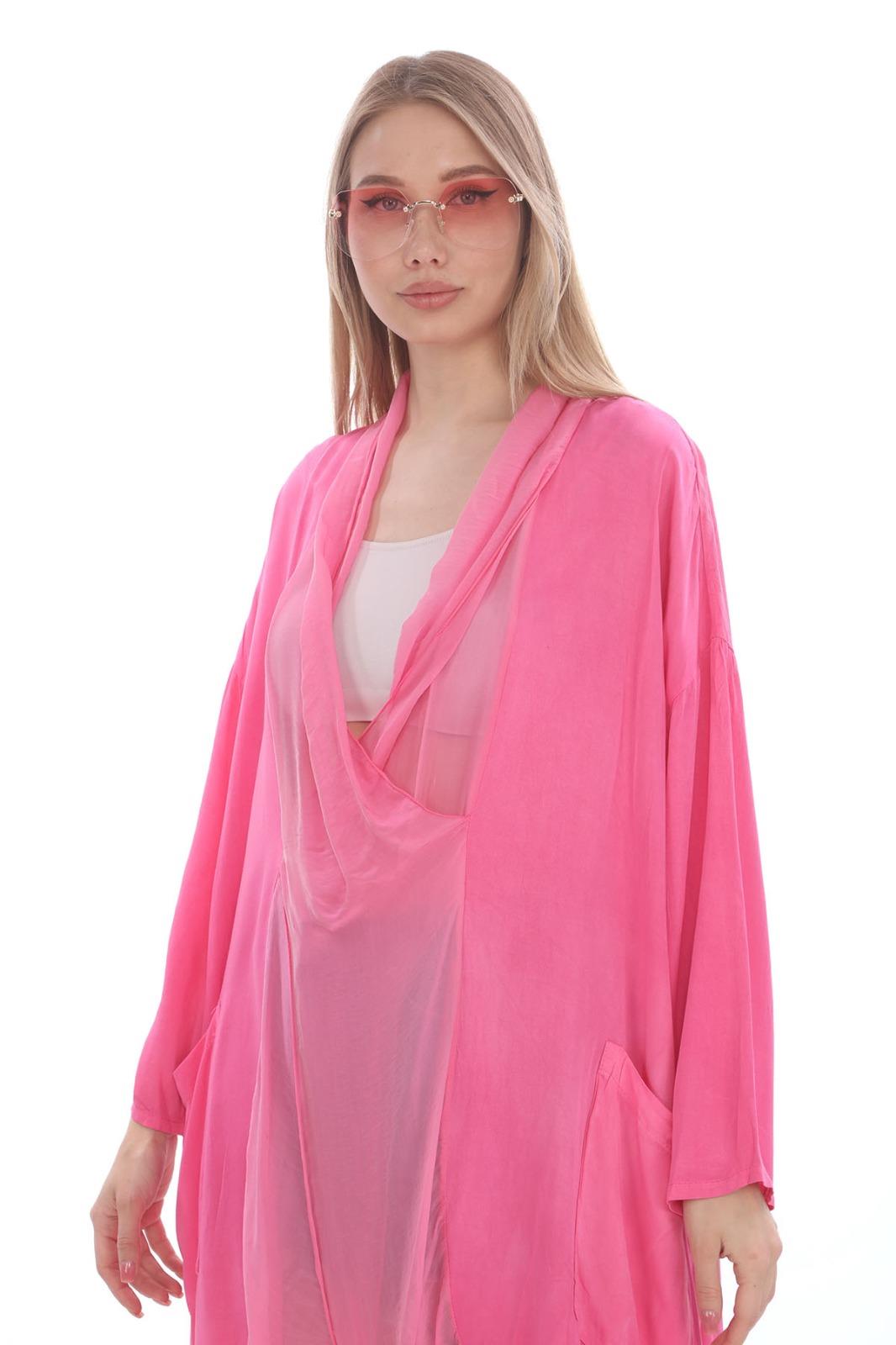 Italyan Ipek Detaylı Oversize Kaftan & Bluz
