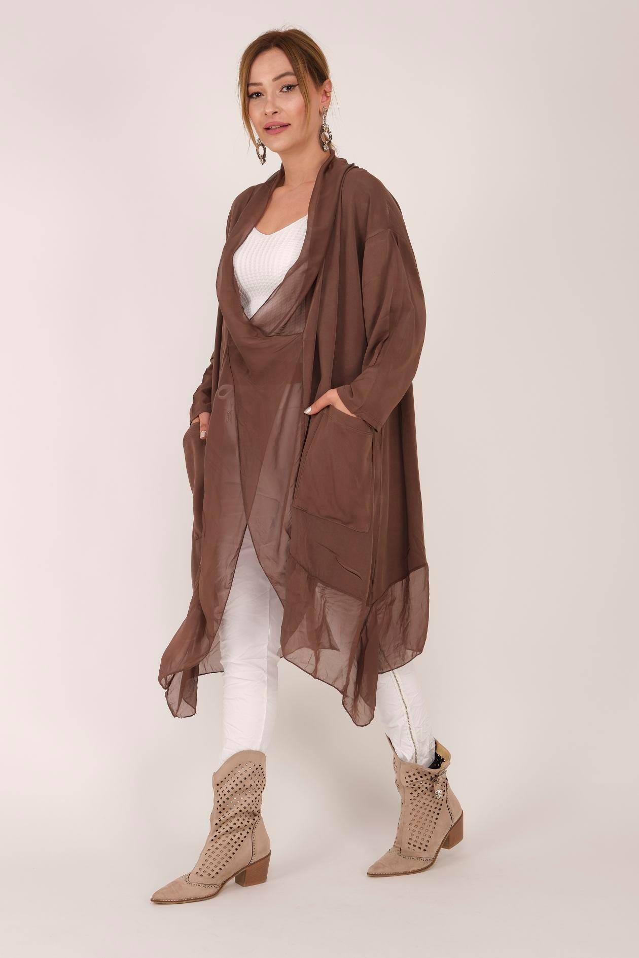 Italyan Ipek Detaylı Oversize Kaftan & Bluz