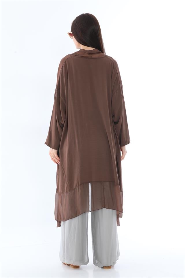 Italyan Ipek Detaylı Oversize Kaftan & Bluz