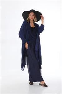 Italyan Ipek Detaylı Oversize Kaftan & Bluz