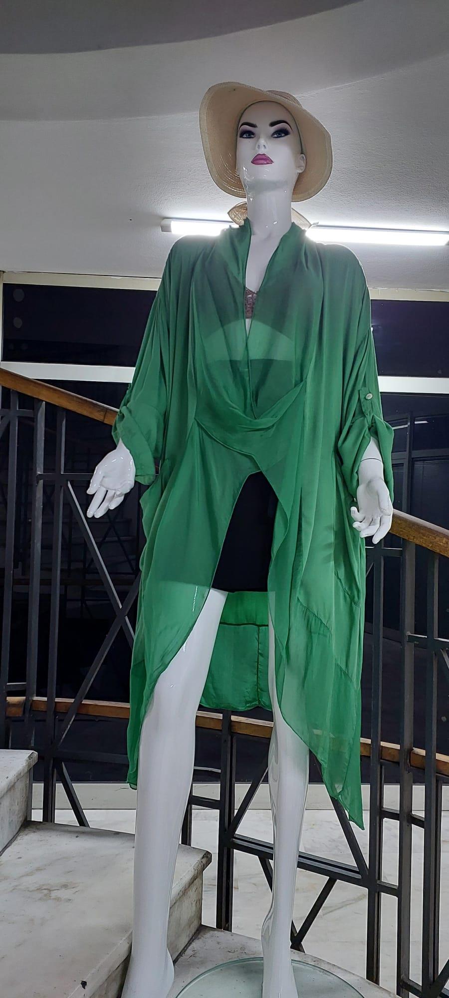 Italyan Ipek Detaylı Oversize Kaftan & Bluz