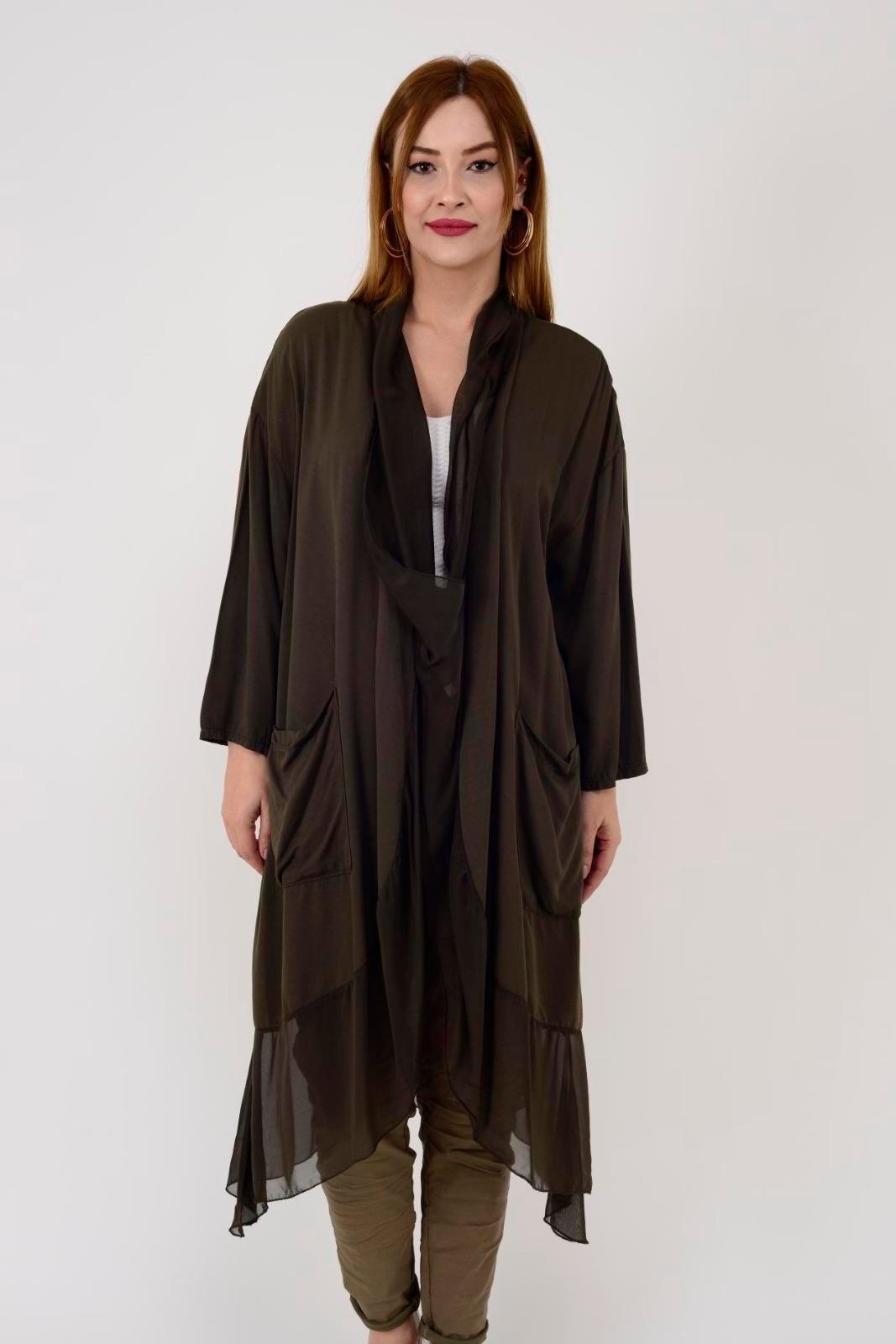 Italyan Ipek Detaylı Oversize Kaftan & Bluz