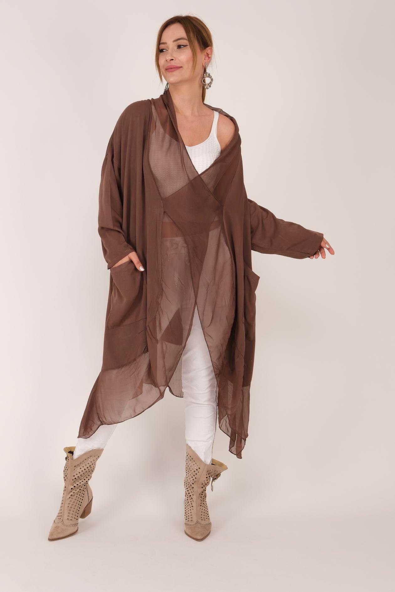 Italyan Ipek Detaylı Oversize Kaftan & Bluz