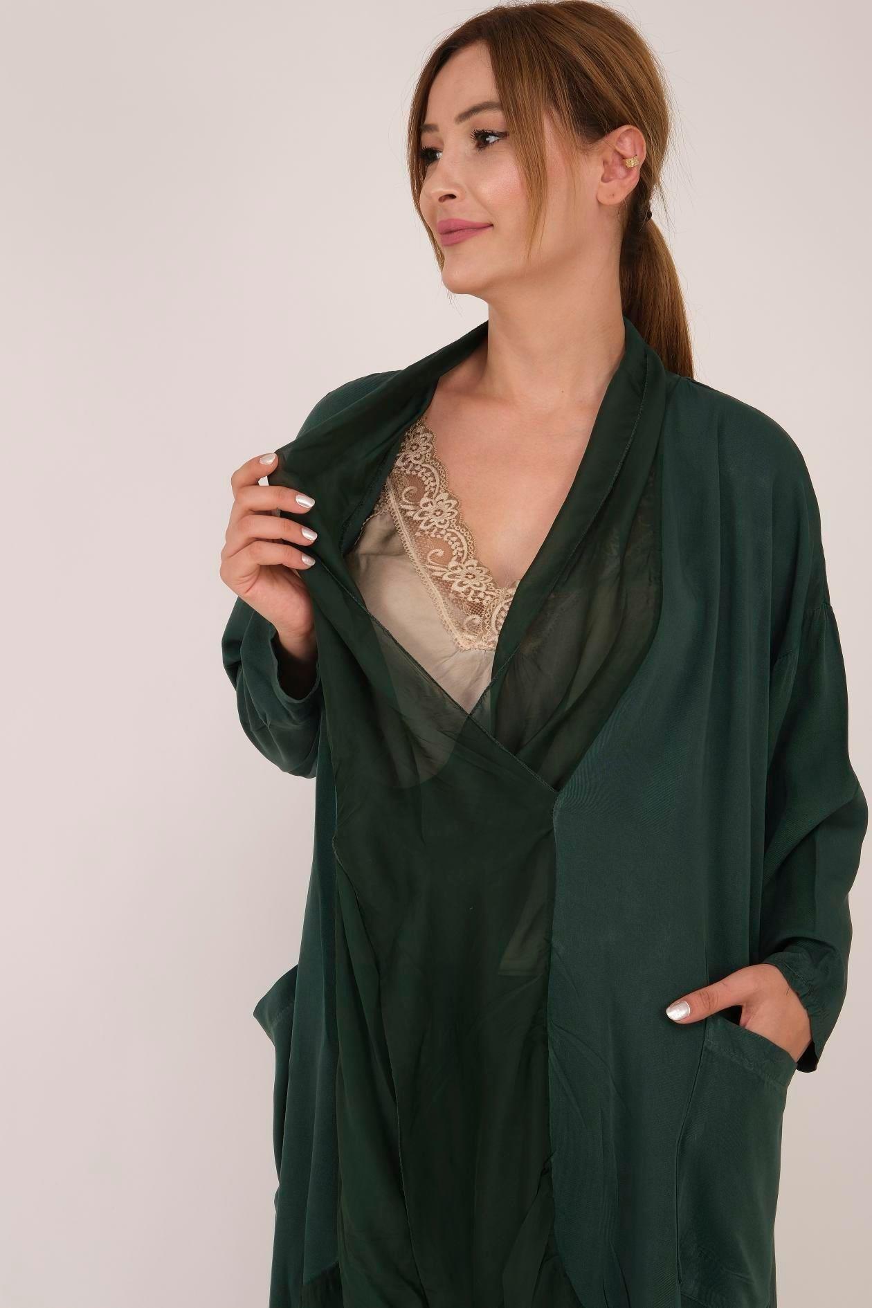 Italyan Ipek Detaylı Oversize Kaftan & Bluz